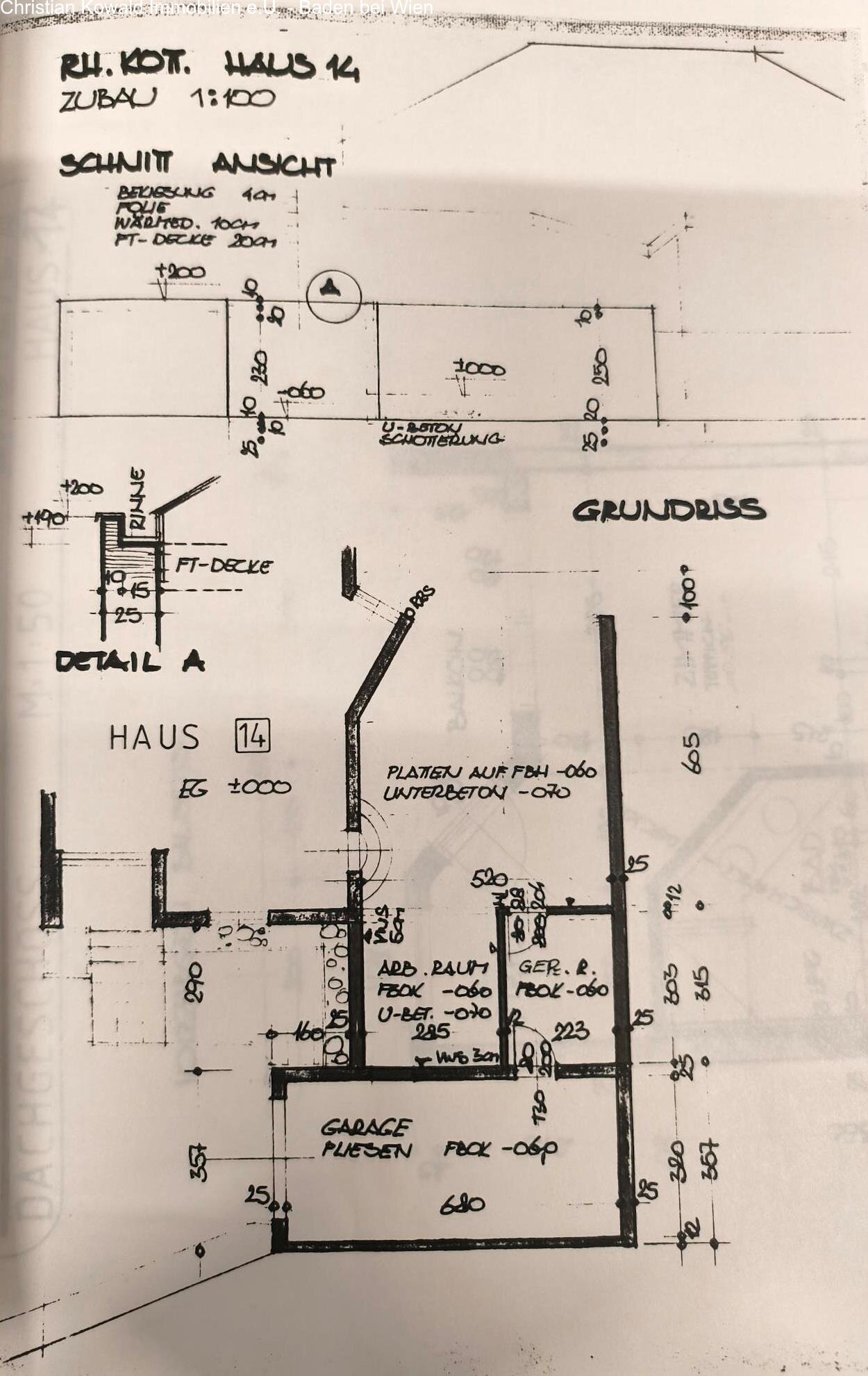 Einreichplan Zubau Heimbüro Einreichplan Zubau Heimbüro