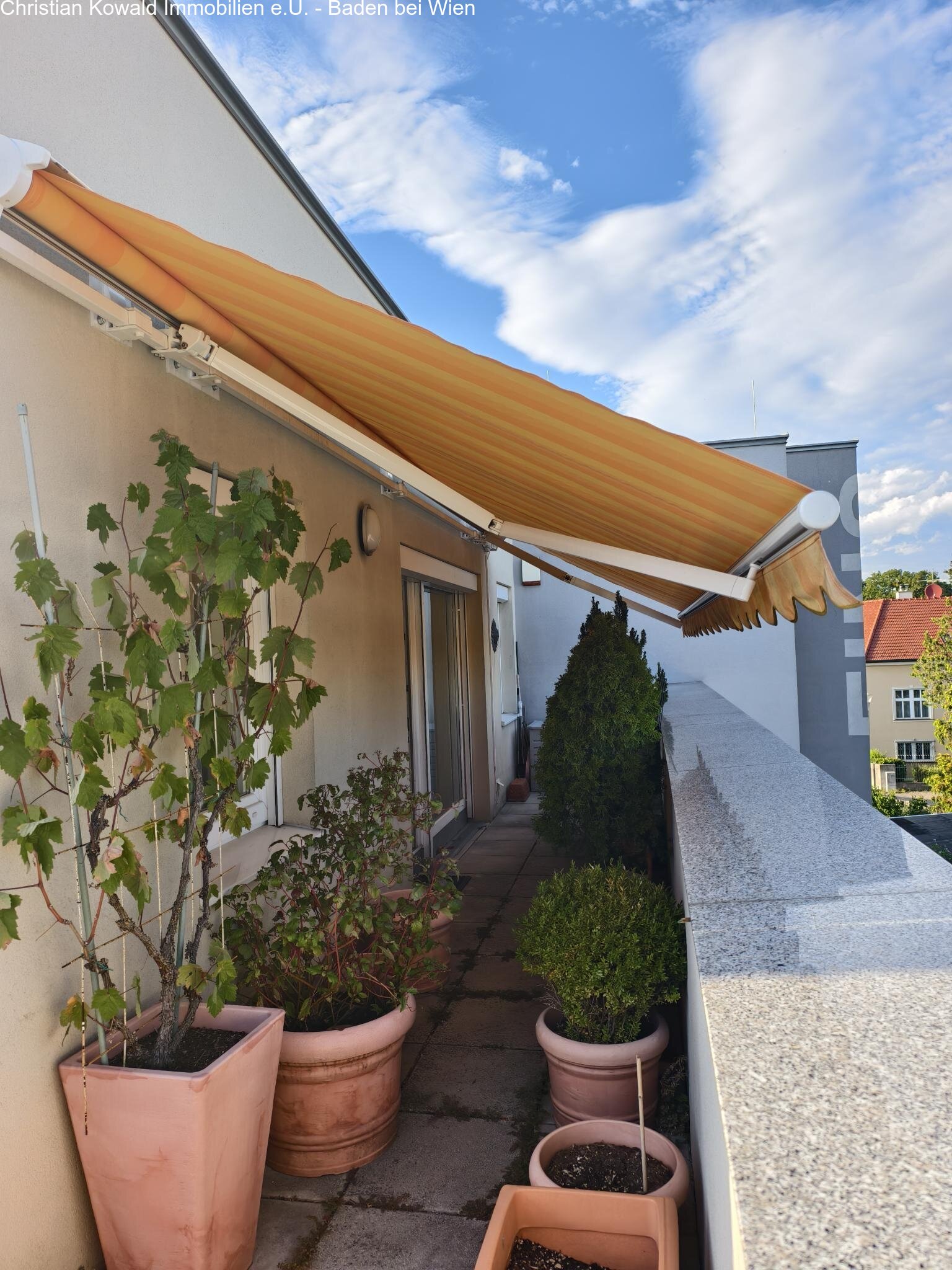 Ostterrasse mit eletrischer Markise